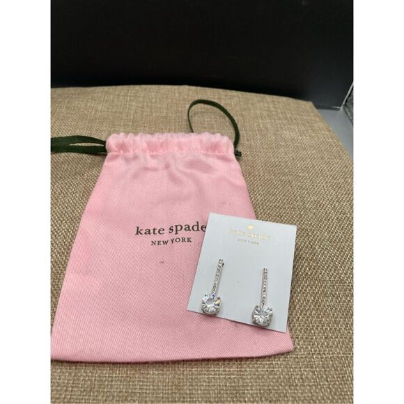 kate spade Clink of Ice Linear Earrings Silver/ Clear Drop NWT Formal Wedding - Picture 6 of 8